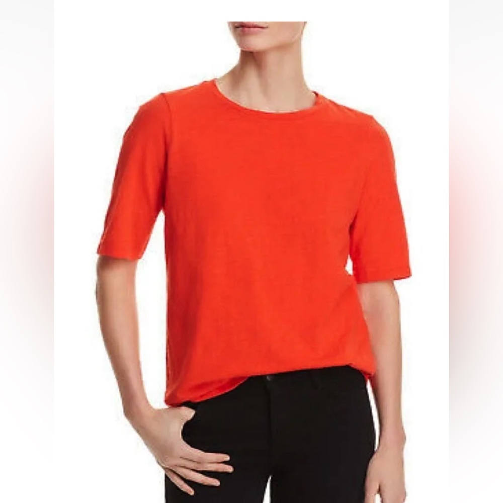 NWT EILEEN FISHER SLUBBY ORGANIC COTTON JERSEY TOP HOT RED